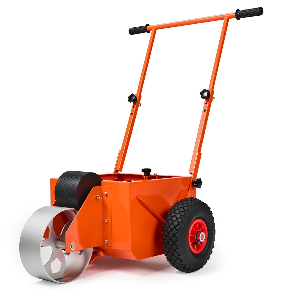 Wheel Transfer Line Marker for Sports Fields, 4 inch Wide Line, Durable Steel Paint Tank, Adjustable Handle, Big Pneumatic Wheels