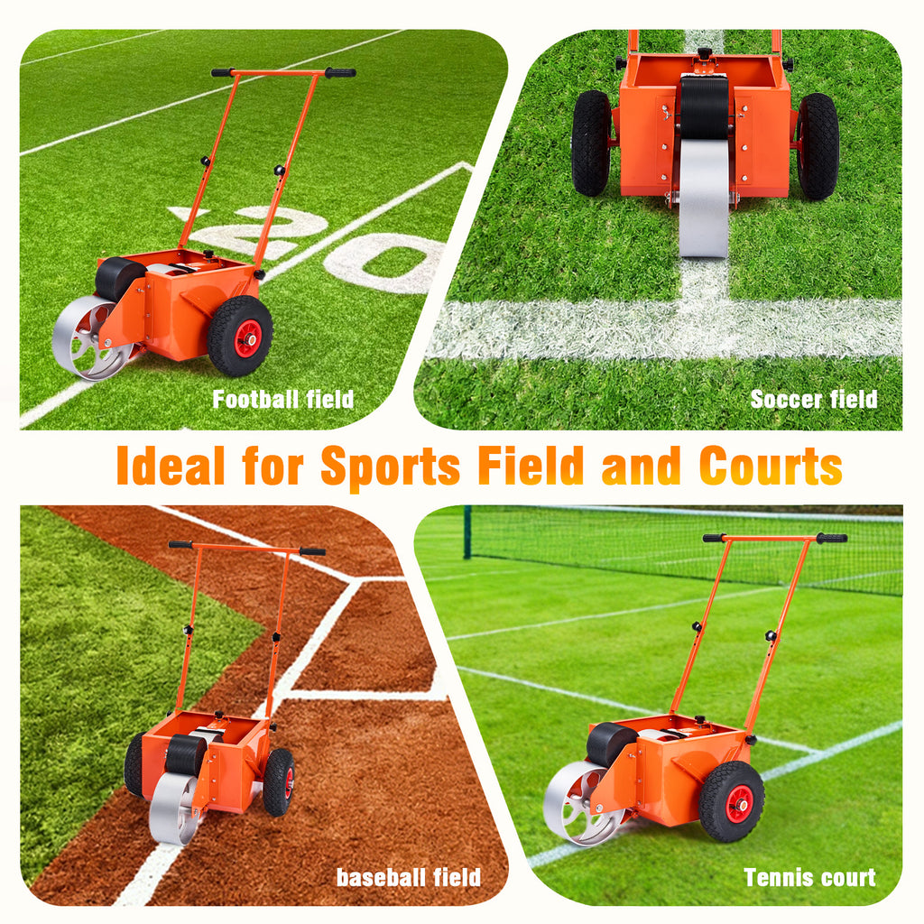 Wheel Transfer Line Marker for Sports Fields, 4 inch Wide Line, Durable Steel Paint Tank, Adjustable Handle, Big Pneumatic Wheels
