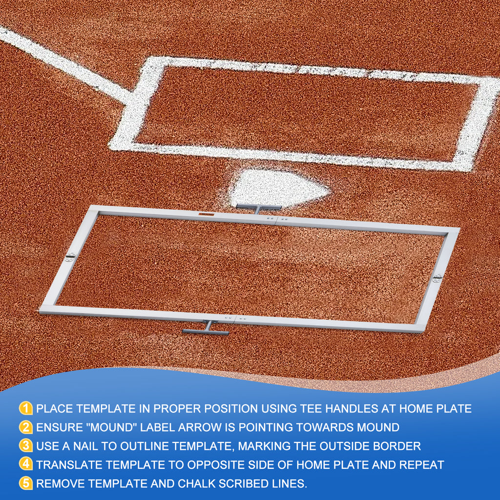 Batter's Box Template, Aluminum, Foldable, Heavy-Duty, for Baseball and Softball Field, Coaching Accessory
