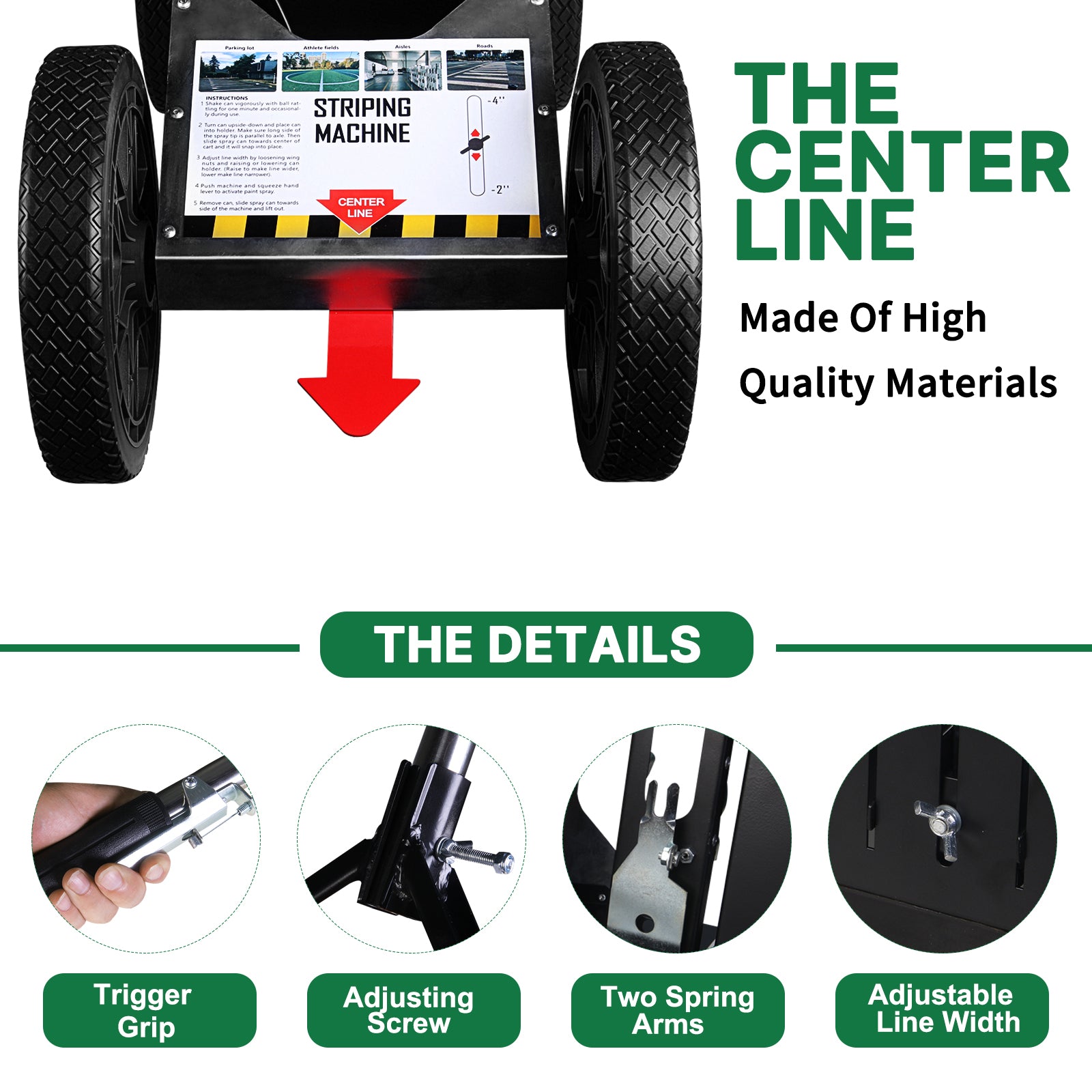 High-Performance Striping Line Marking Machine for Athletic Fields, Work with Inverted Striping Spray Paint