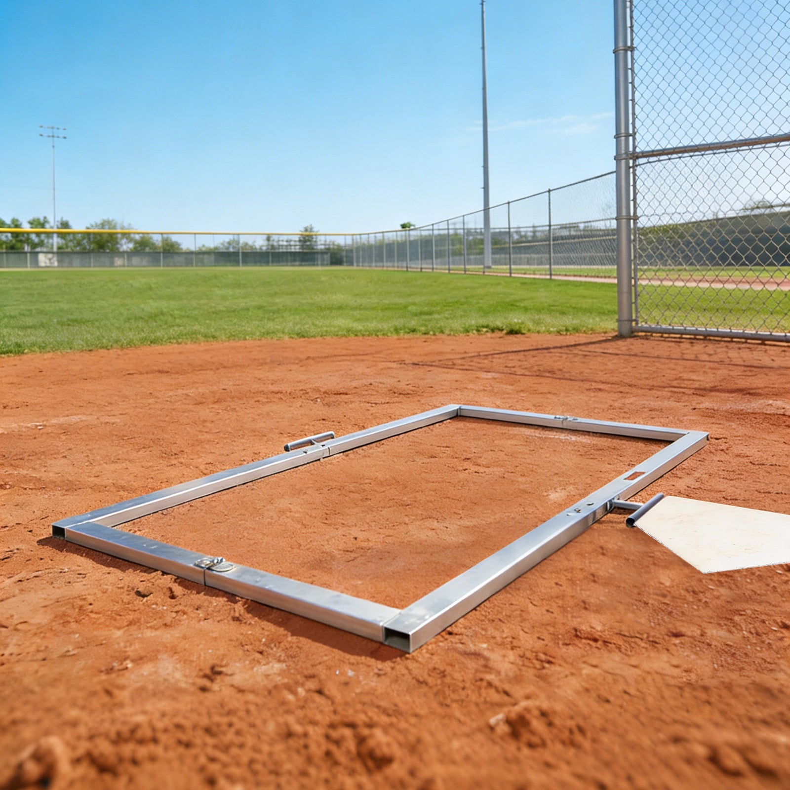 Batter's Box Template, Aluminum, Foldable, Heavy-Duty, for Baseball and Softball Field, Coaching Accessory